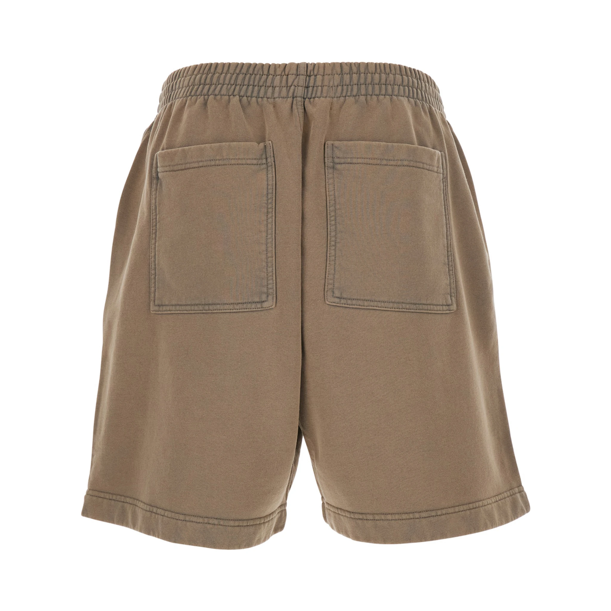Brown Shorts with Elasticated Waist and Logo Lettering on the Front in Cotton Man