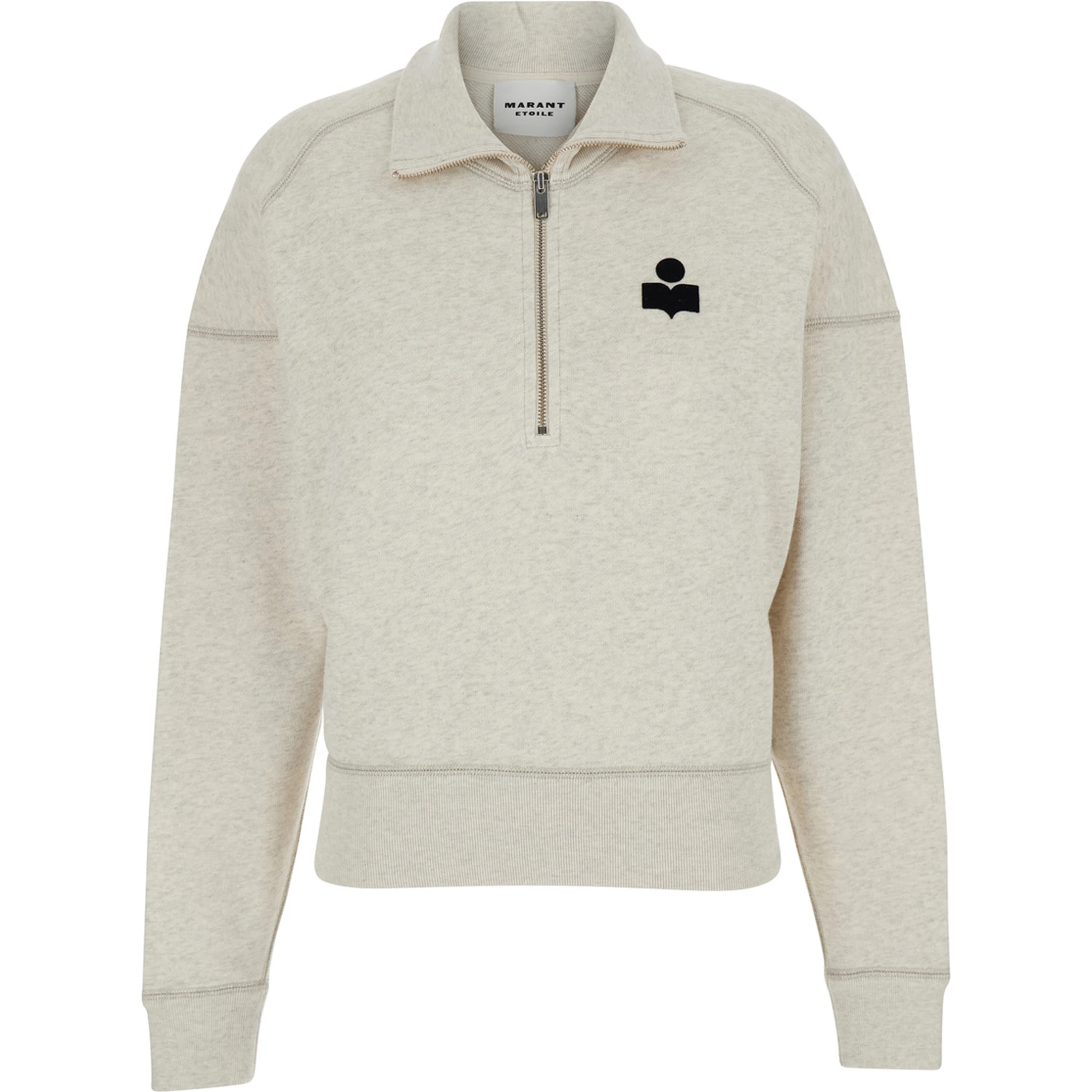 White Sweatshirt with Stand-Up Collar and Logo on the Front in Cotton Blend Woman