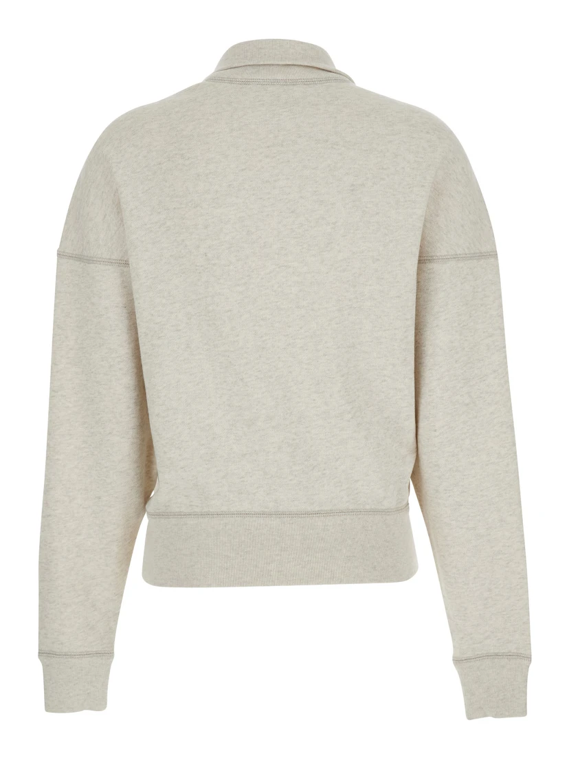 White Sweatshirt with Stand-Up Collar and Logo on the Front in Cotton Blend Woman