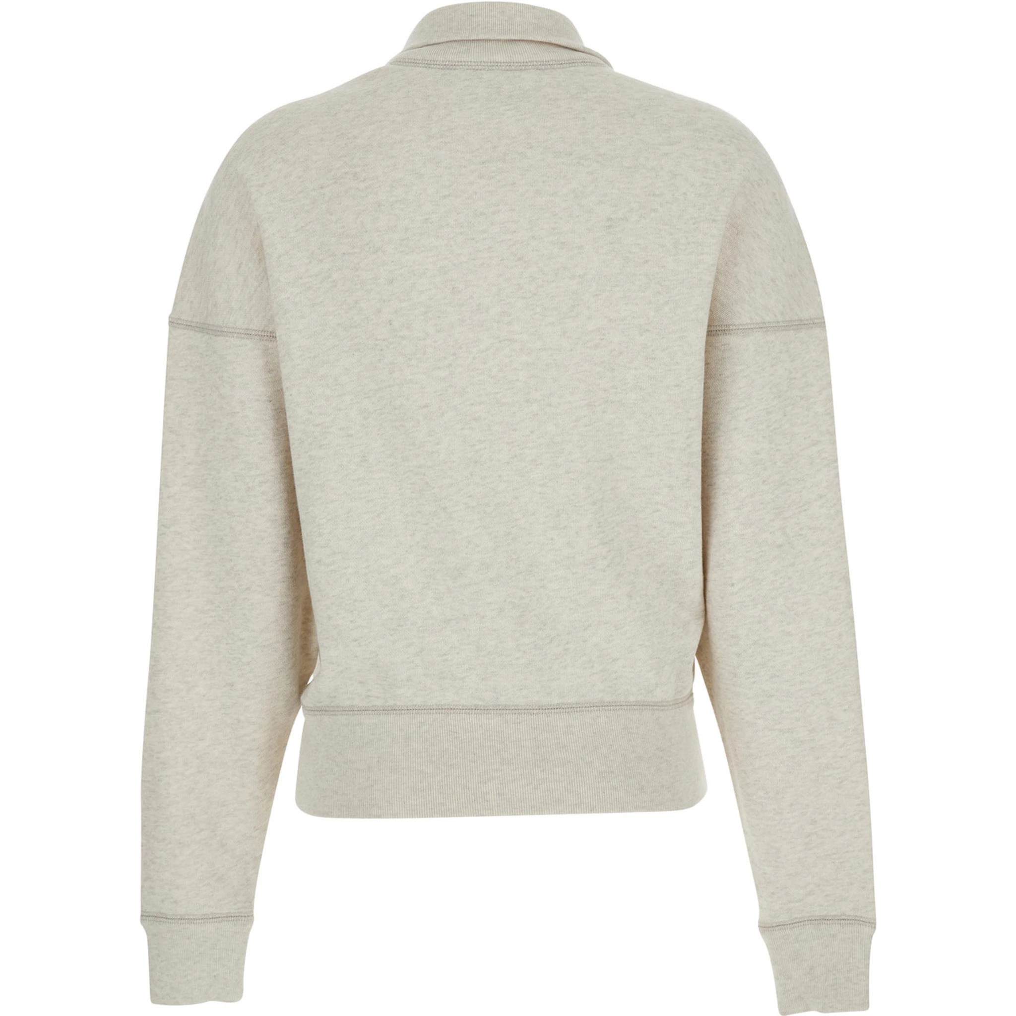 White Sweatshirt with Stand-Up Collar and Logo on the Front in Cotton Blend Woman