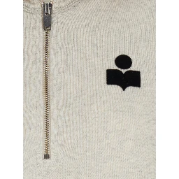 White Sweatshirt with Stand-Up Collar and Logo on the Front in Cotton Blend Woman