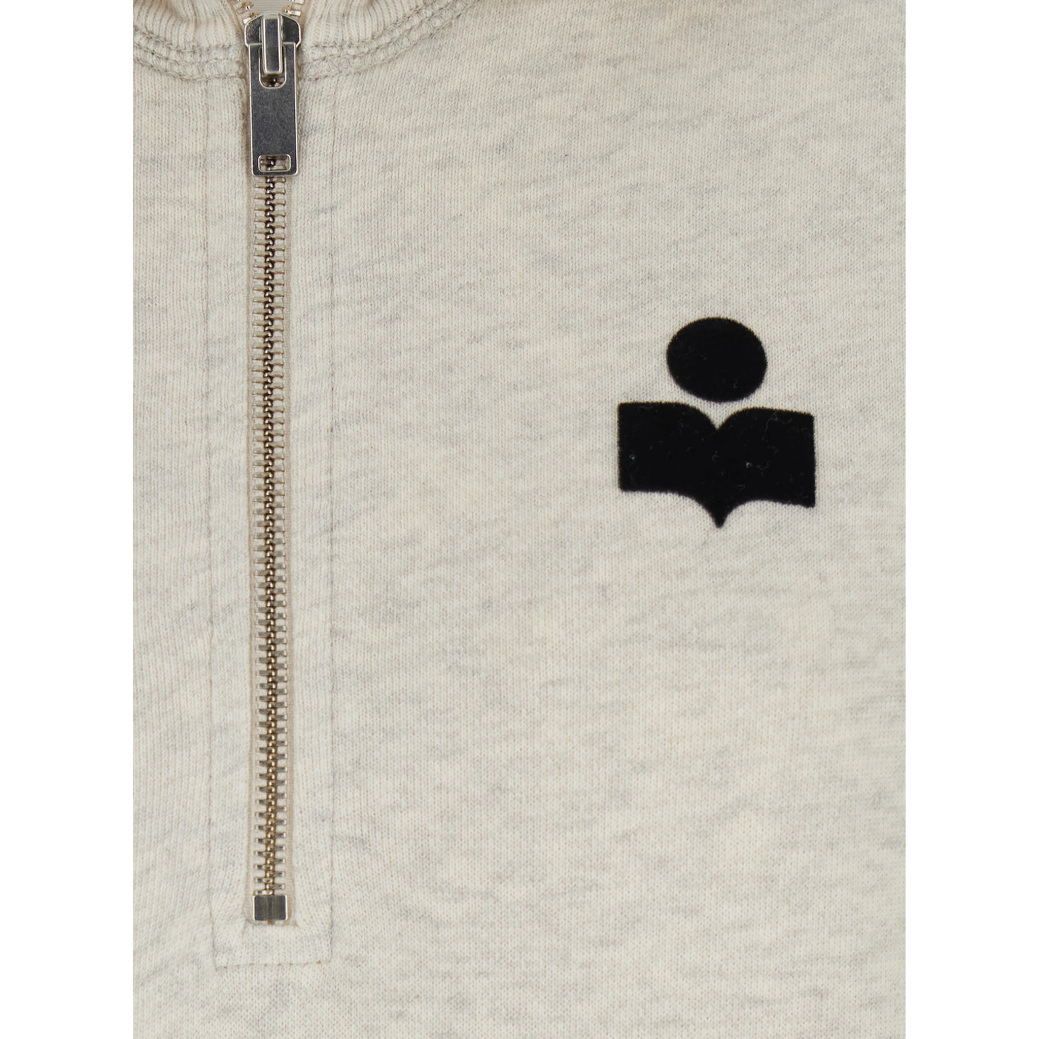 White Sweatshirt with Stand-Up Collar and Logo on the Front in Cotton Blend Woman