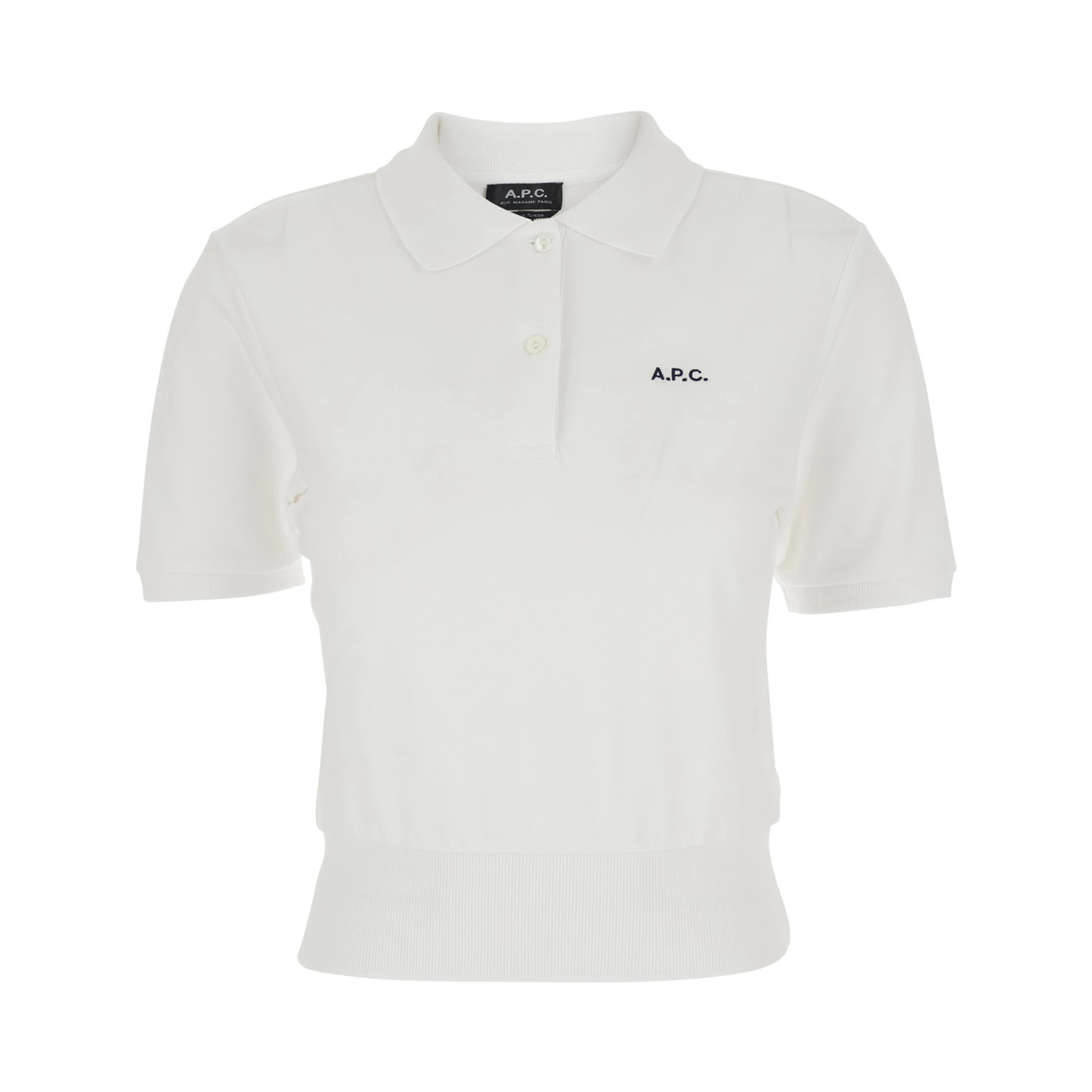 Oceane White Polo Shirt with Classic Collar and Logo Embroidery on the Front in Cotton Woman