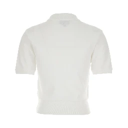Oceane White Polo Shirt with Classic Collar and Logo Embroidery on the Front in Cotton Woman