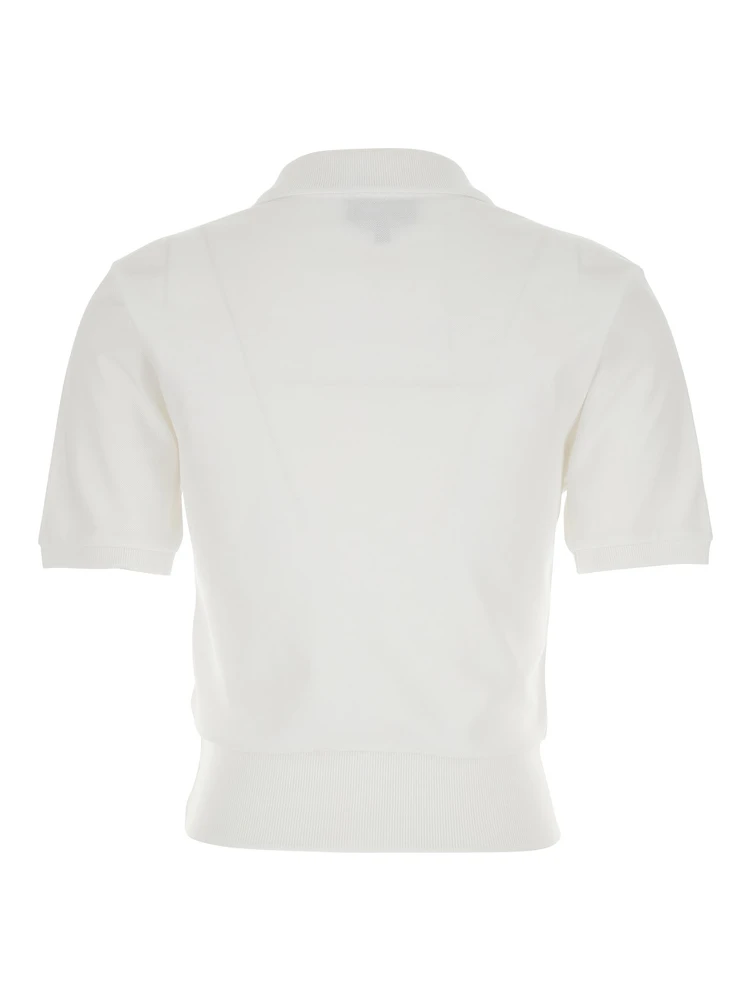Oceane White Polo Shirt with Classic Collar and Logo Embroidery on the Front in Cotton Woman alternative