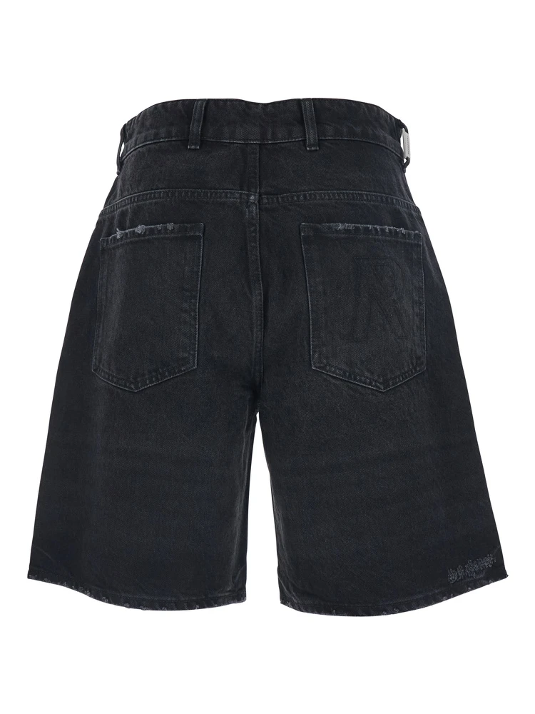 Black Shorts with R Logo Embossed on the Back in Denim Man alternative