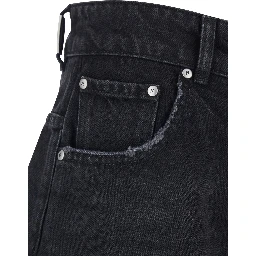 Black Shorts with R Logo Embossed on the Back in Denim Man