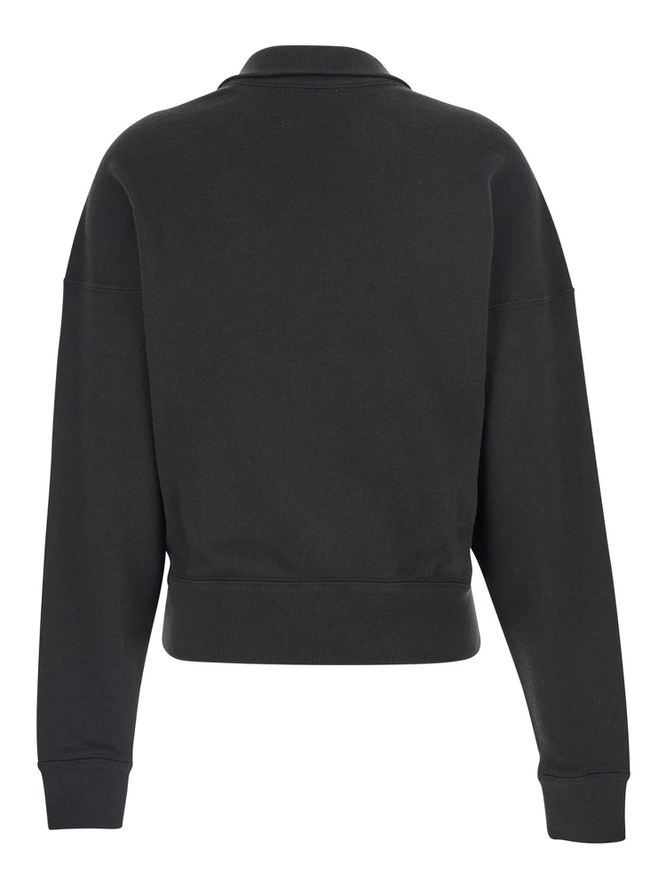 Grey Sweatshirt with Stand-Up Collar and Logo on the Front in Cotton Blend Woman alternative