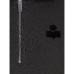 Grey Sweatshirt with Stand-Up Collar and Logo on the Front in Cotton Blend Woman