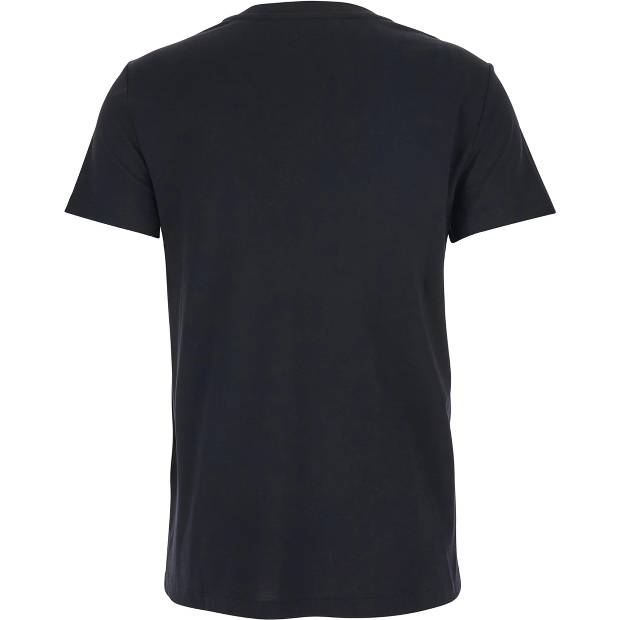 Papaia Black Crewneck T-Shirt with One Front Patch Pocket with Logo Embroidery in Cotton Woman