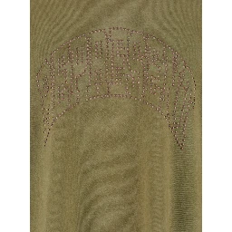 Green T-Shirt with Logo Lettering on the Front and Faded Effect in Cotton Man