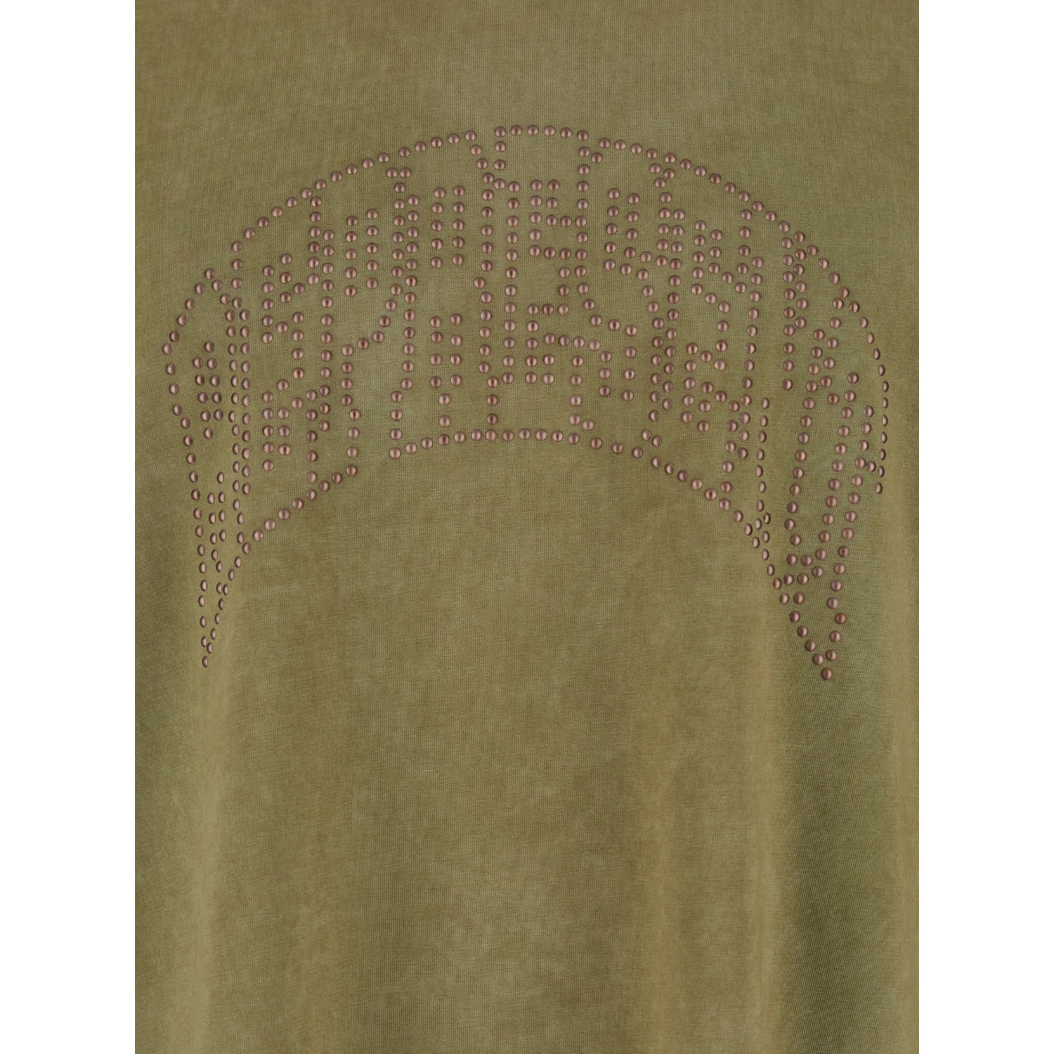 Green T-Shirt with Logo Lettering on the Front and Faded Effect in Cotton Man