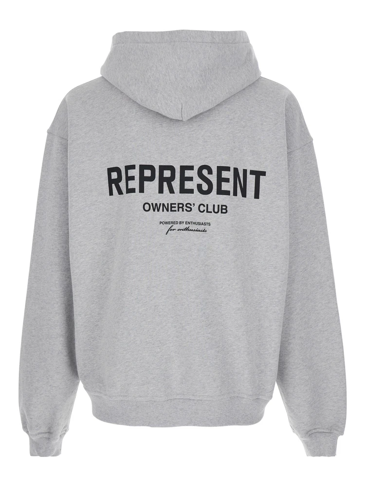 Grey Zip-Up Sweatshirt with Logo on the Front and Back in Cotton Man alternative