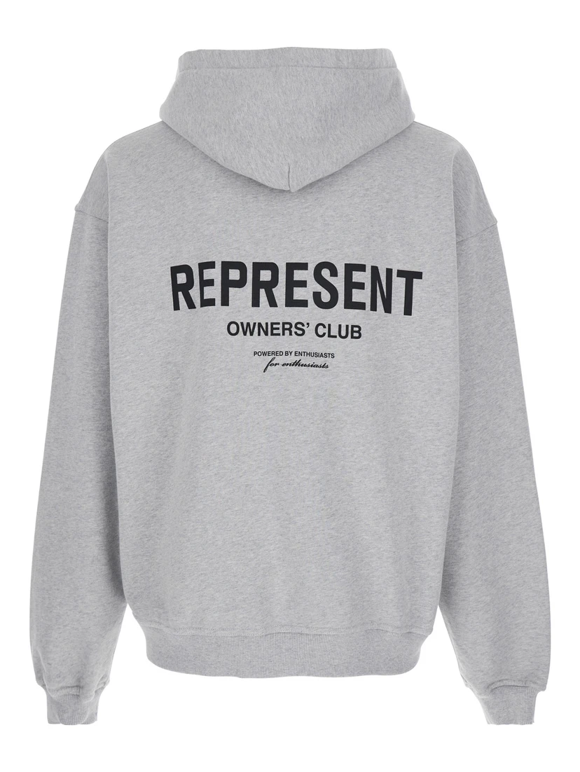 Grey Zip-Up Sweatshirt with Logo on the Front and Back in Cotton Man