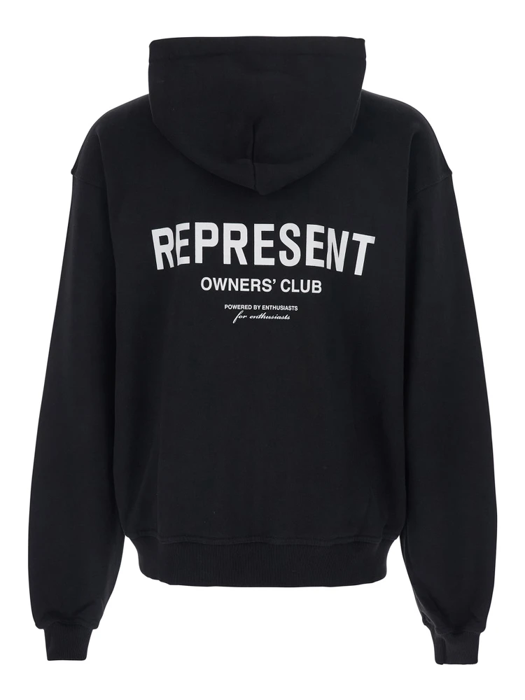 Black Zip-Up Sweatshirt with Logo on the Front and Back in Cotton Man alternative