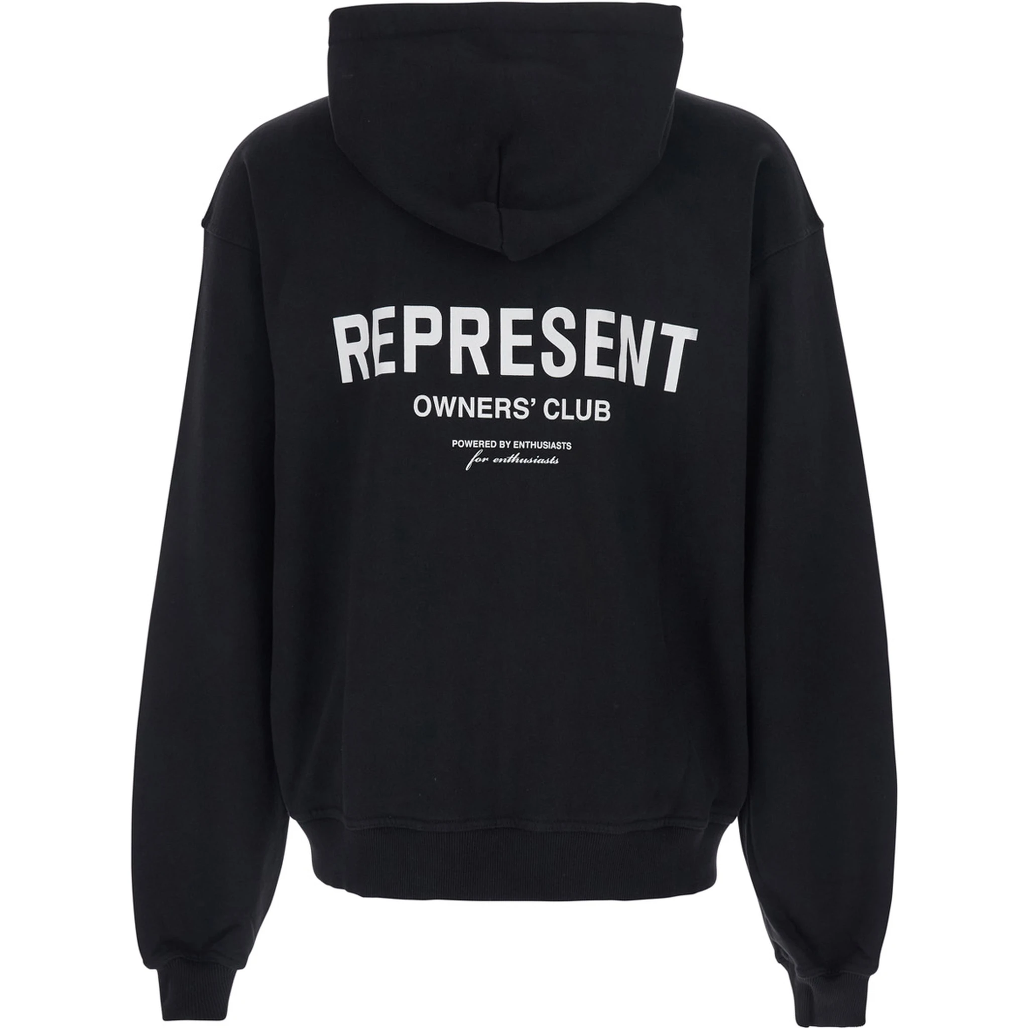 Black Zip-Up Sweatshirt with Logo on the Front and Back in Cotton Man