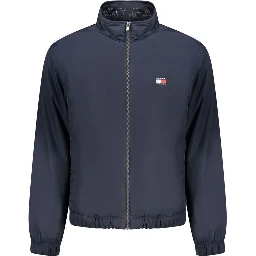 Blue Polyester Men Jacket