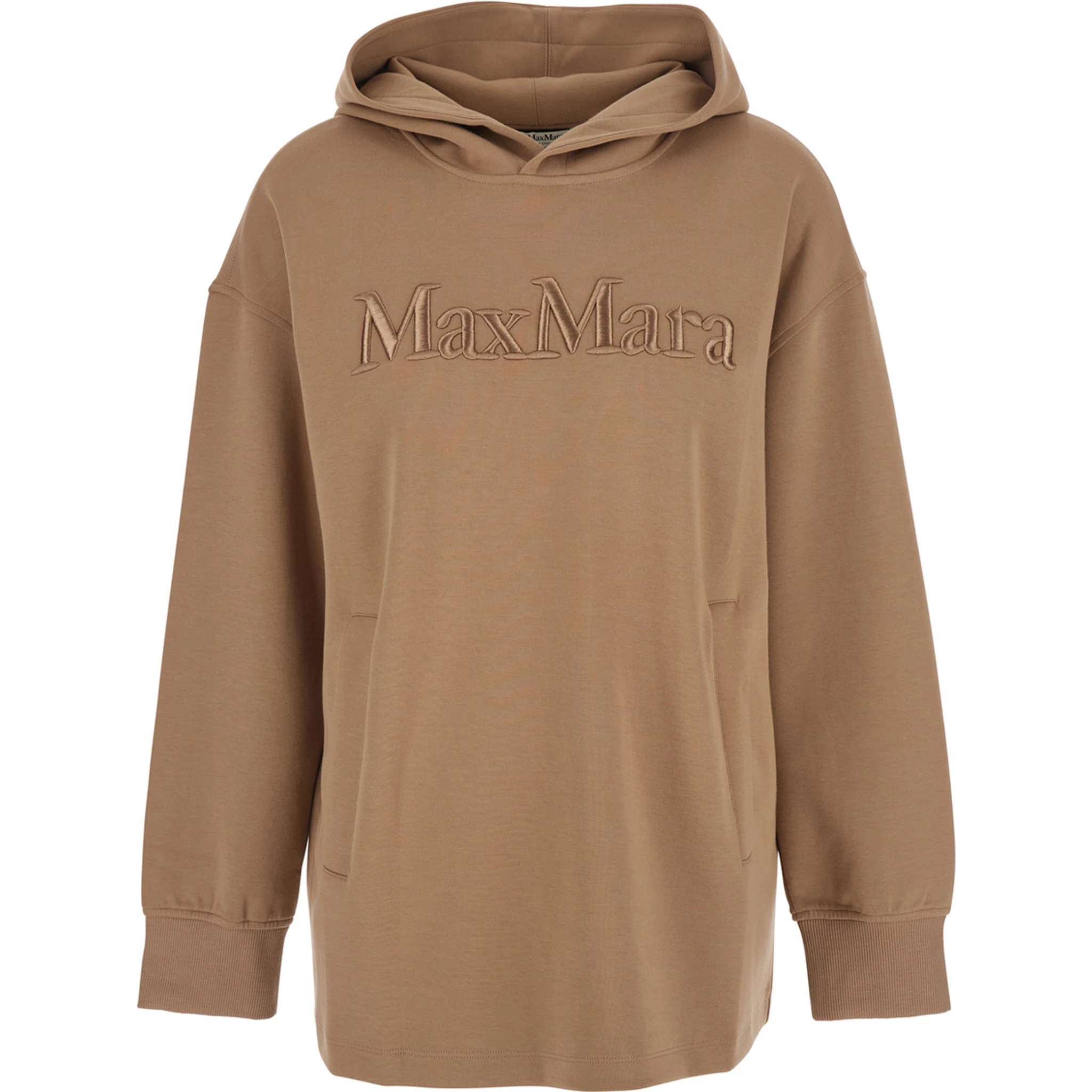 Visiera Beige Hoodie with Dropped Shoulders and Logo Lettering Embroidery on the Front in Cotton Blend Woman
