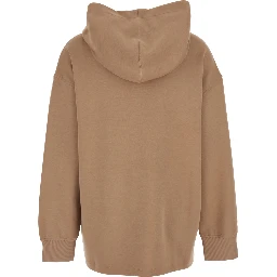Visiera Beige Hoodie with Dropped Shoulders and Logo Lettering Embroidery on the Front in Cotton Blend Woman