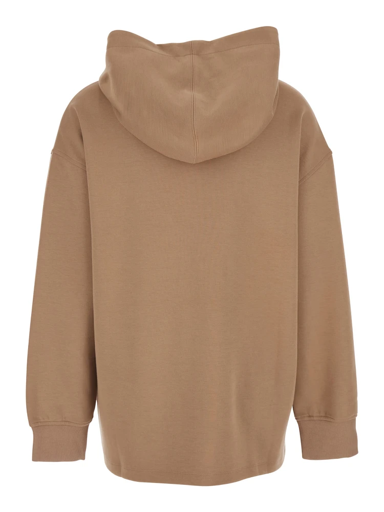 Visiera Beige Hoodie with Dropped Shoulders and Logo Lettering Embroidery on the Front in Cotton Blend Woman alternative