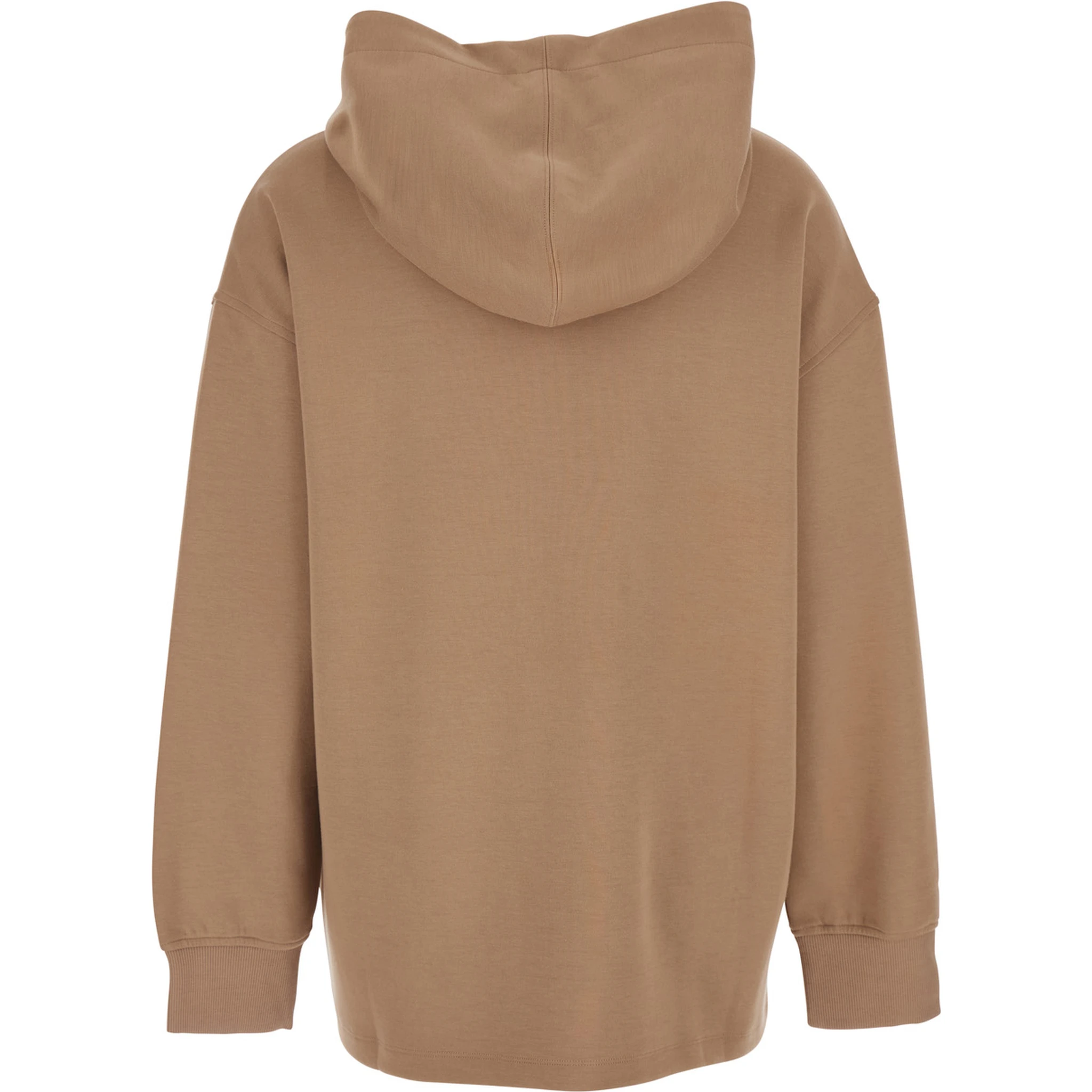 Visiera Beige Hoodie with Dropped Shoulders and Logo Lettering Embroidery on the Front in Cotton Blend Woman