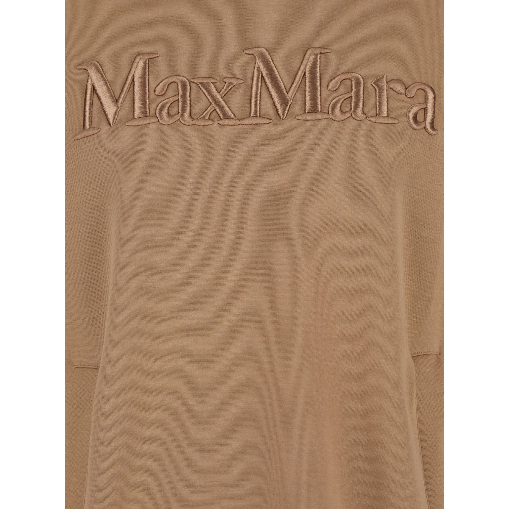 Visiera Beige Hoodie with Dropped Shoulders and Logo Lettering Embroidery on the Front in Cotton Blend Woman