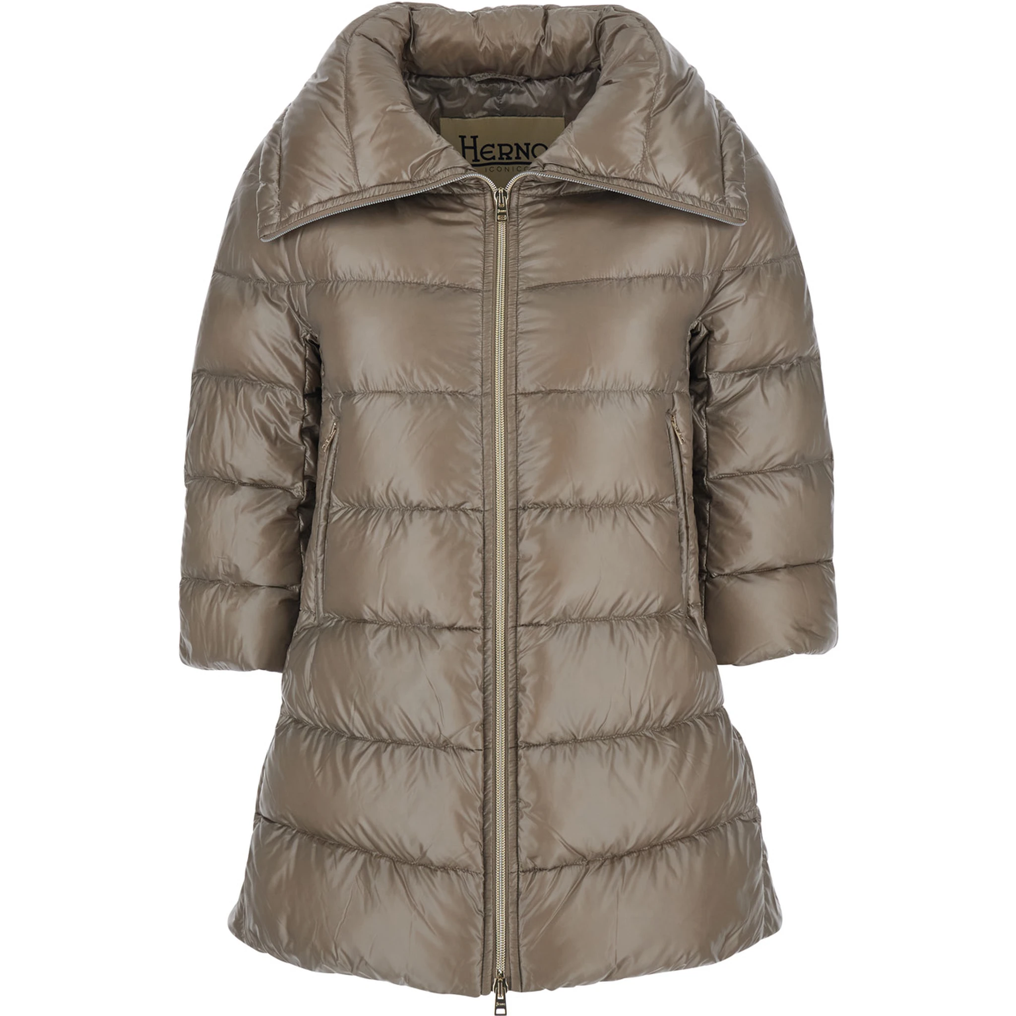 Cleofe Beige Down Jacket with Front Zip Closure in Tech Fabric Woman