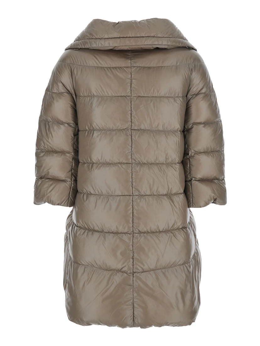 Cleofe Beige Down Jacket with Front Zip Closure in Tech Fabric Woman