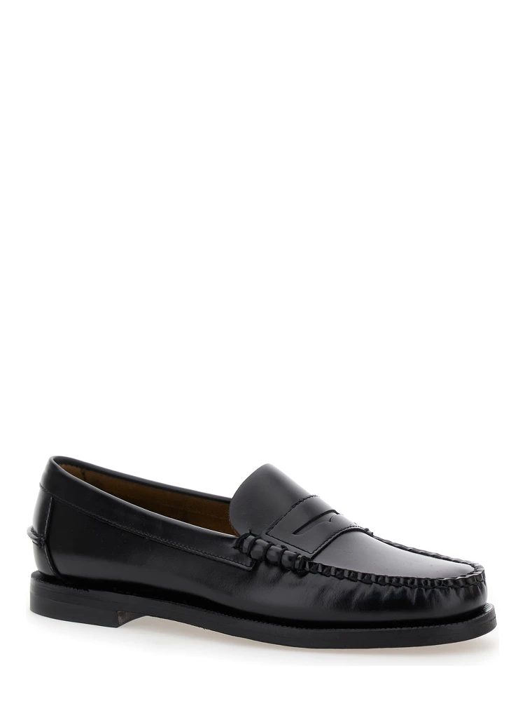 Black Pull-On Loafers in Leather Woman alternative