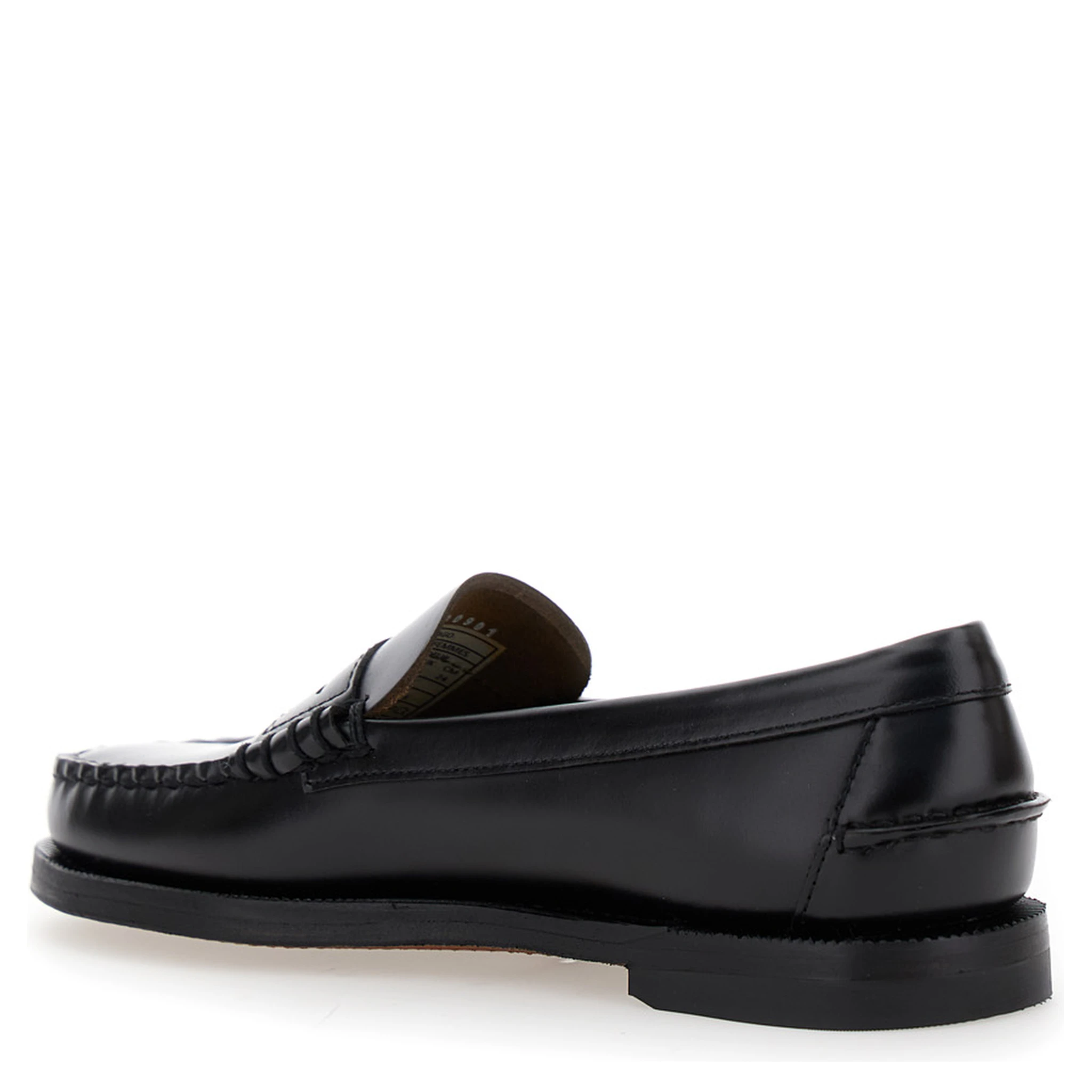 Black Pull-On Loafers in Leather Woman