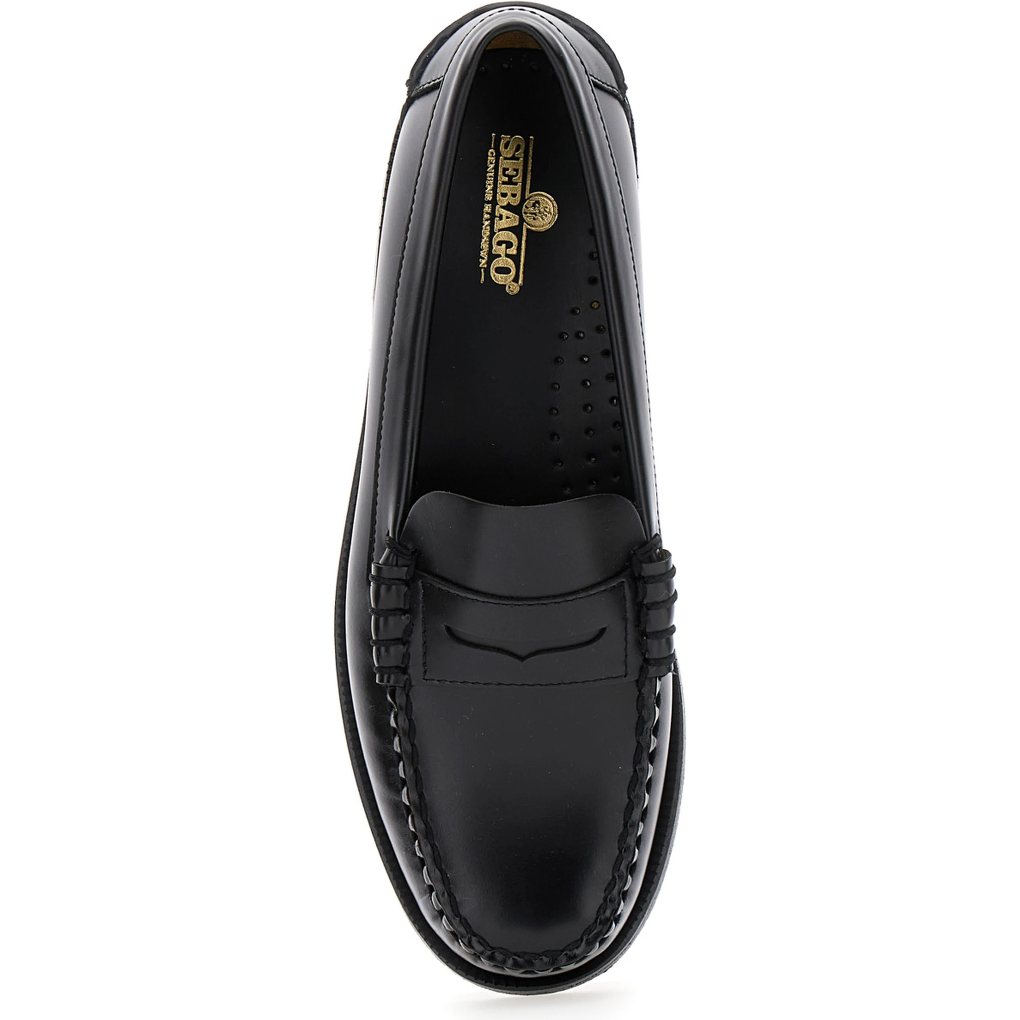 Black Pull-On Loafers in Leather Woman