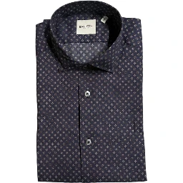 Blue Cotton Men's Slim Fit Shirt