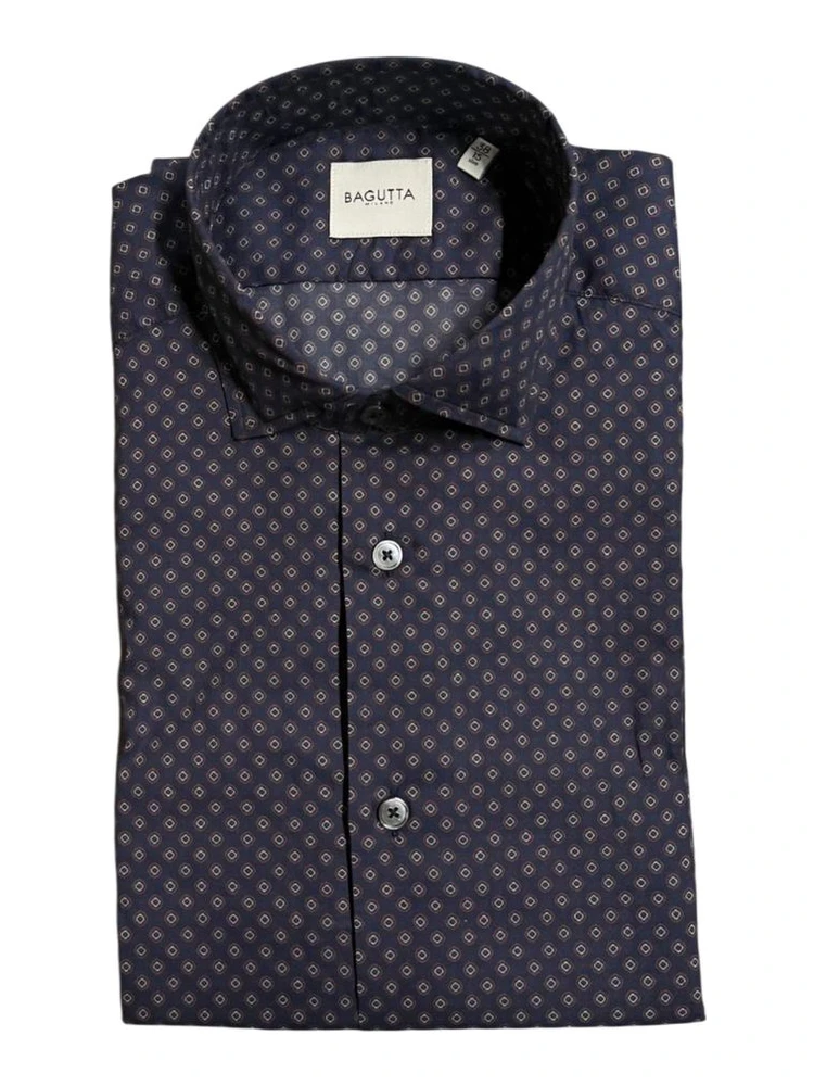 Blue Cotton Men's Slim Fit Shirt