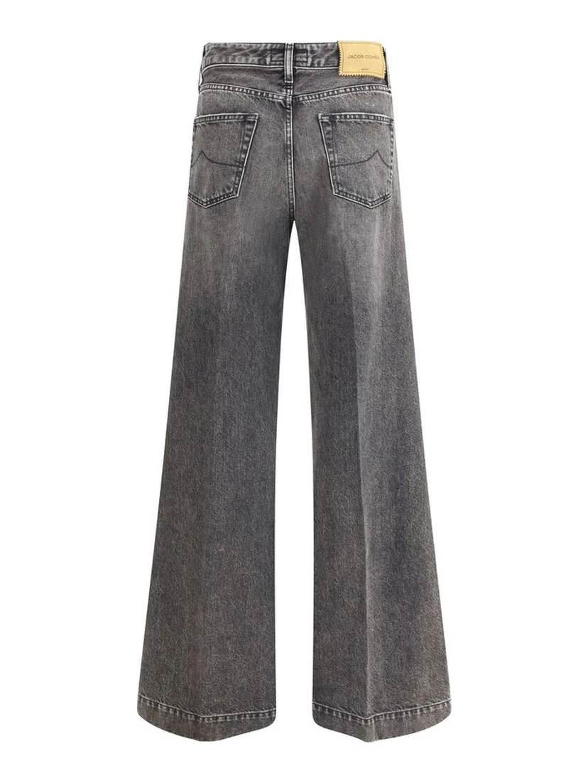 Gray Cotton Relaxed Fit Jeans