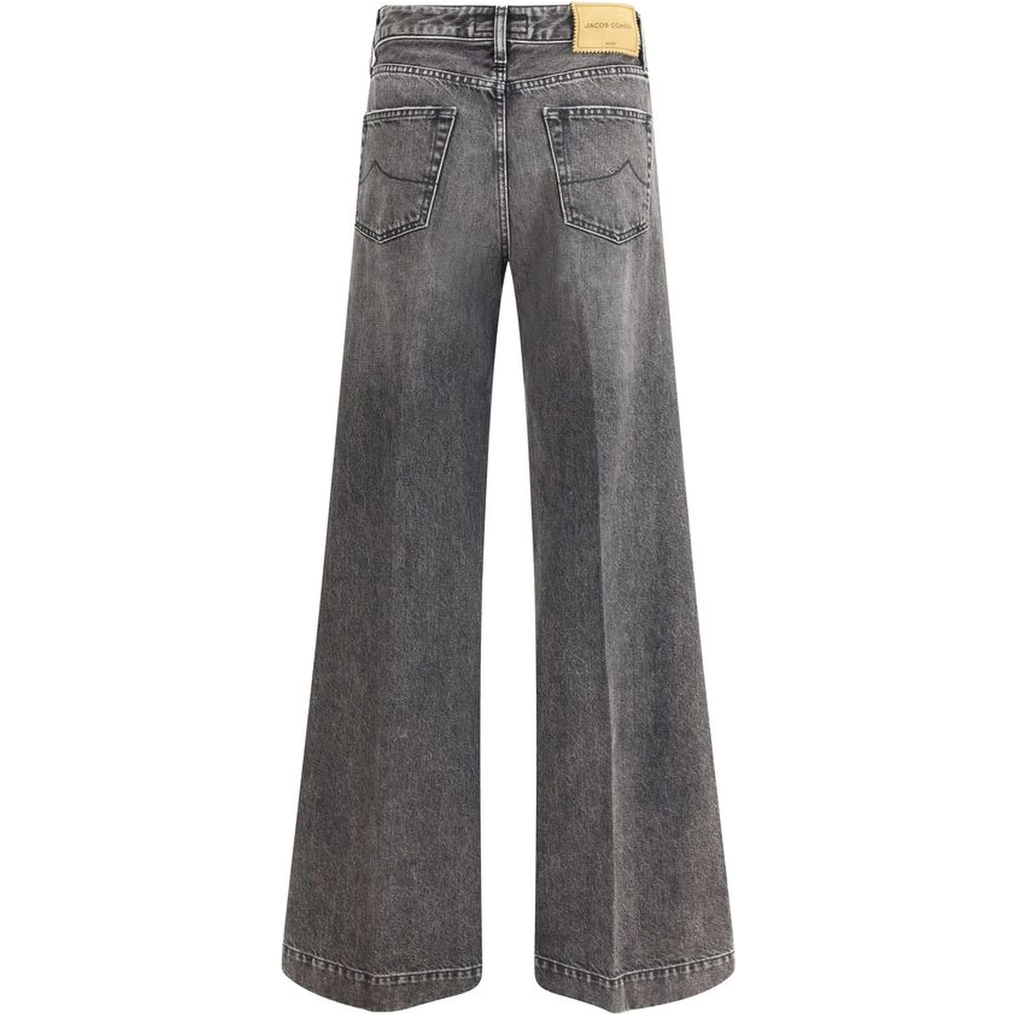 Gray Cotton Relaxed Fit Jeans