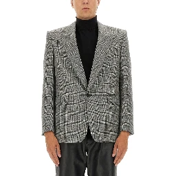 SINGLE-BREASTED WOOL FLANNEL JACKET