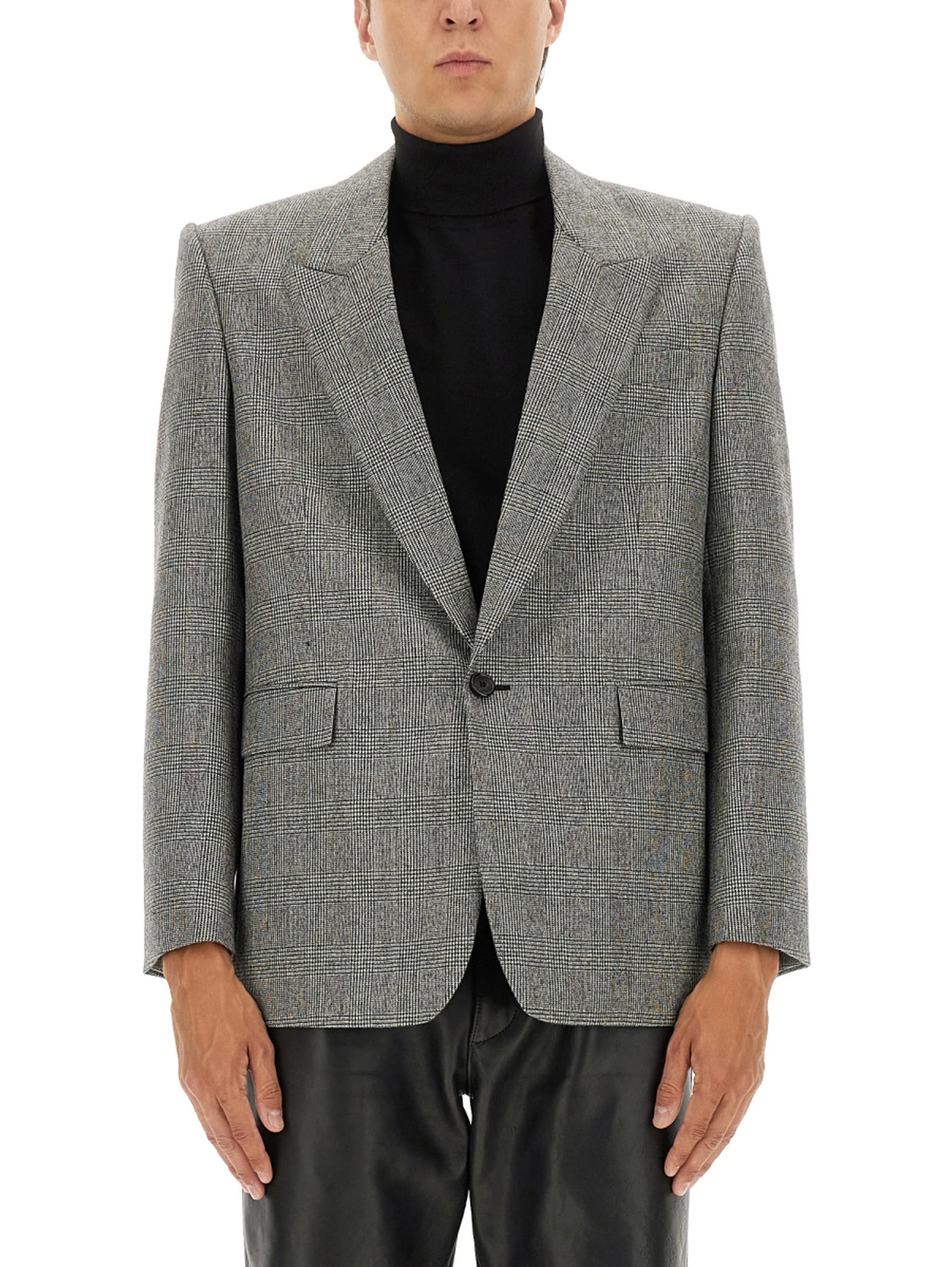 SINGLE-BREASTED WOOL FLANNEL JACKET