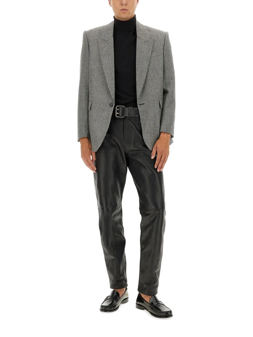 SINGLE-BREASTED WOOL FLANNEL JACKET