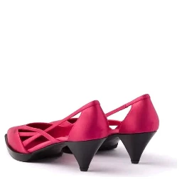 Multicolor Silk Mid Heel Pumps