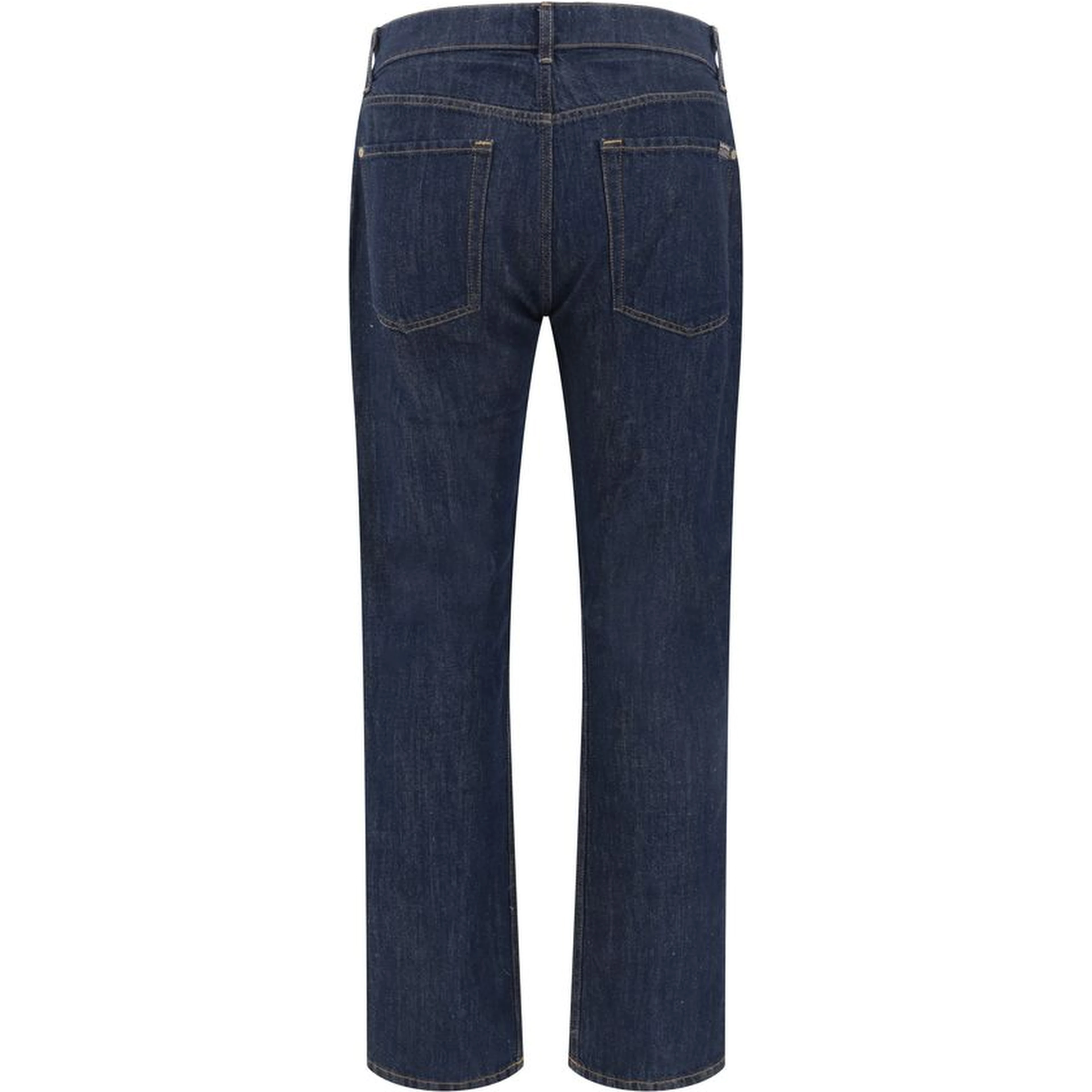 Blue Cotton Straight-Leg Jeans