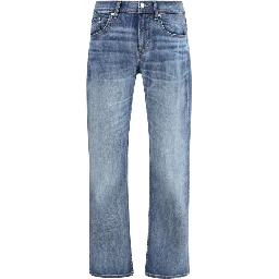 Blue Cotton Straight-Leg Jeans
