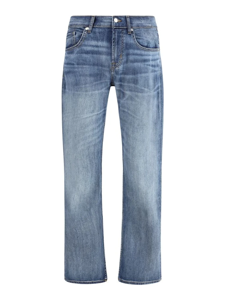 Blue Cotton Straight-Leg Jeans