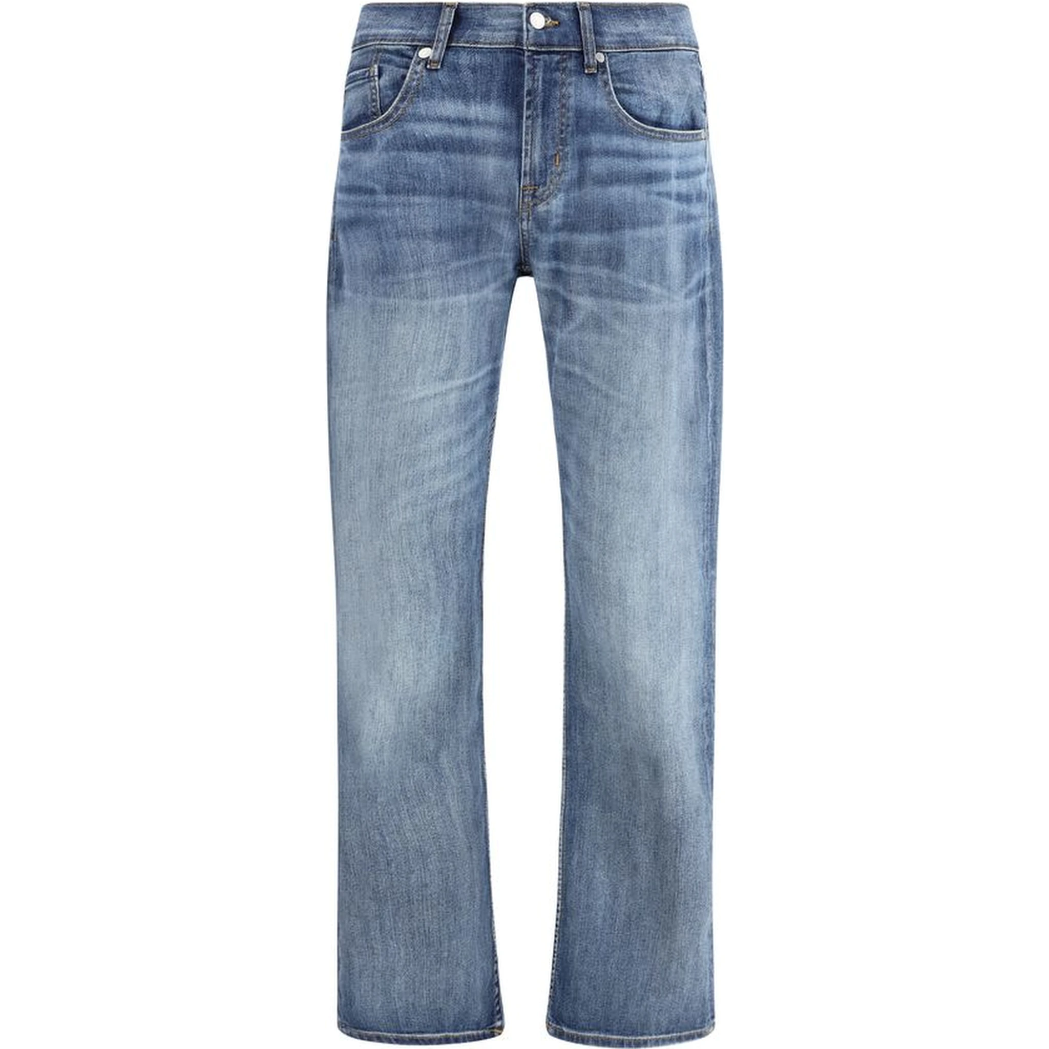 Blue Cotton Straight-Leg Jeans