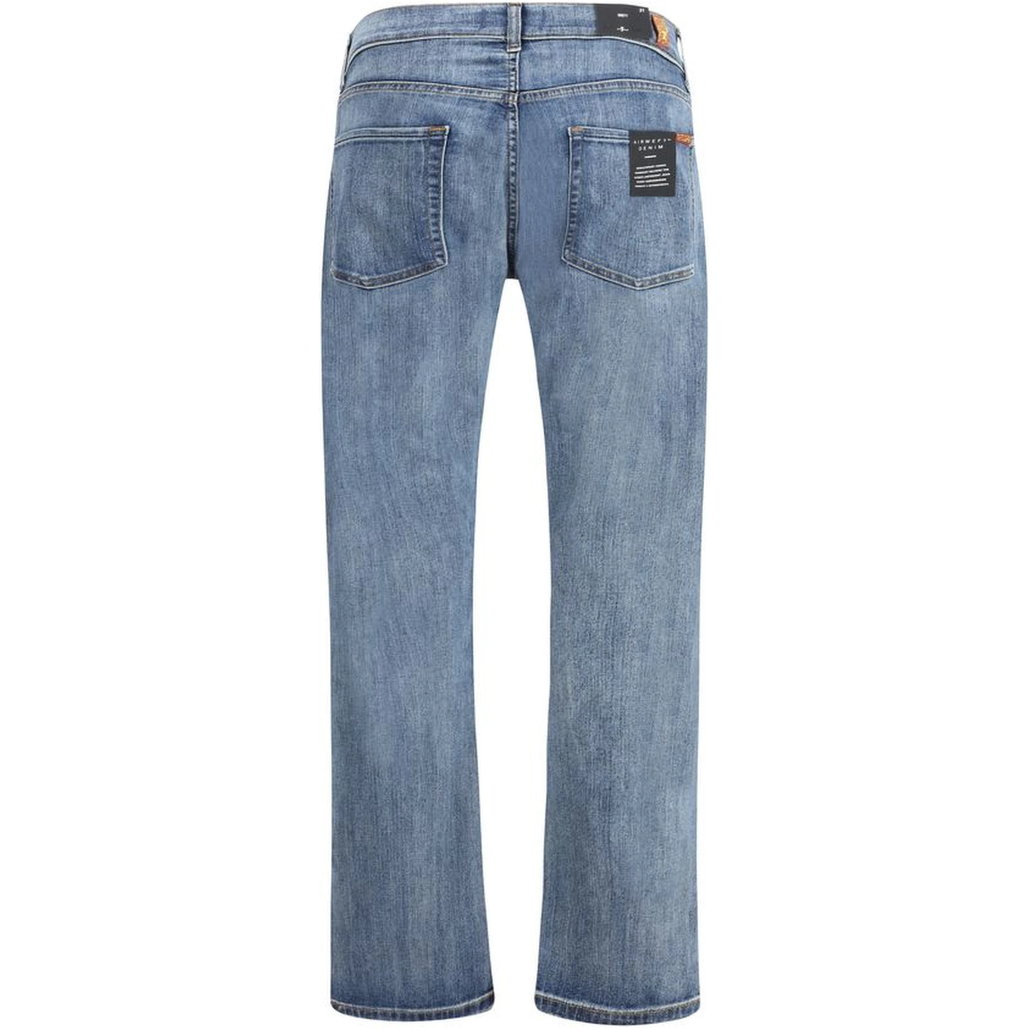 Blue Cotton Straight-Leg Jeans