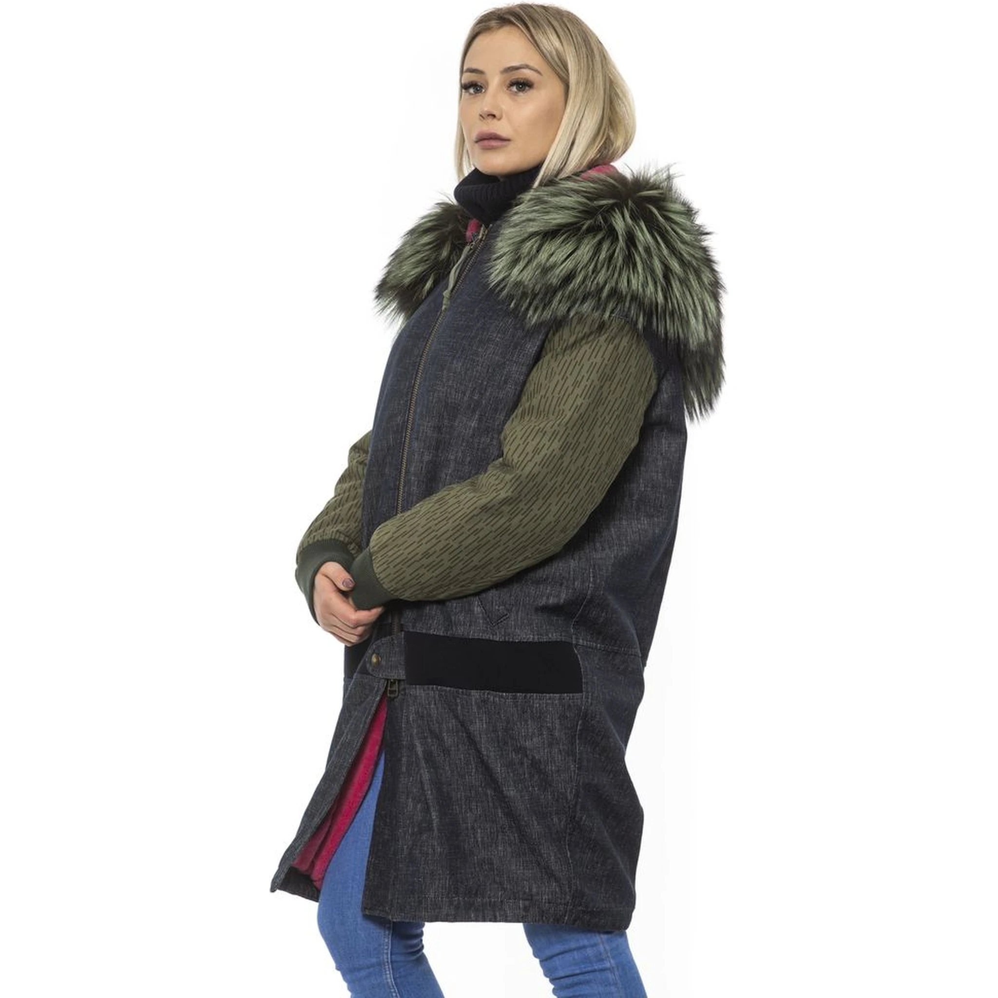 Gray Leather Women Bomber Jacket