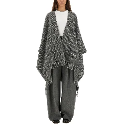 WOOL PONCHO WITH BANGS