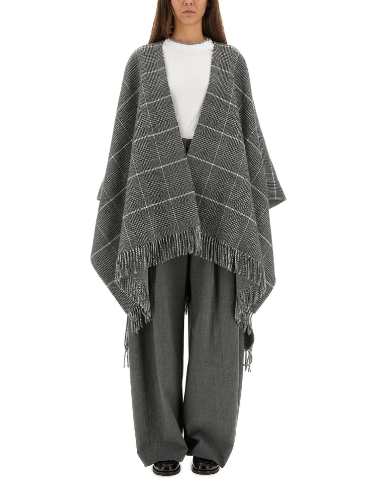 WOOL PONCHO WITH BANGS