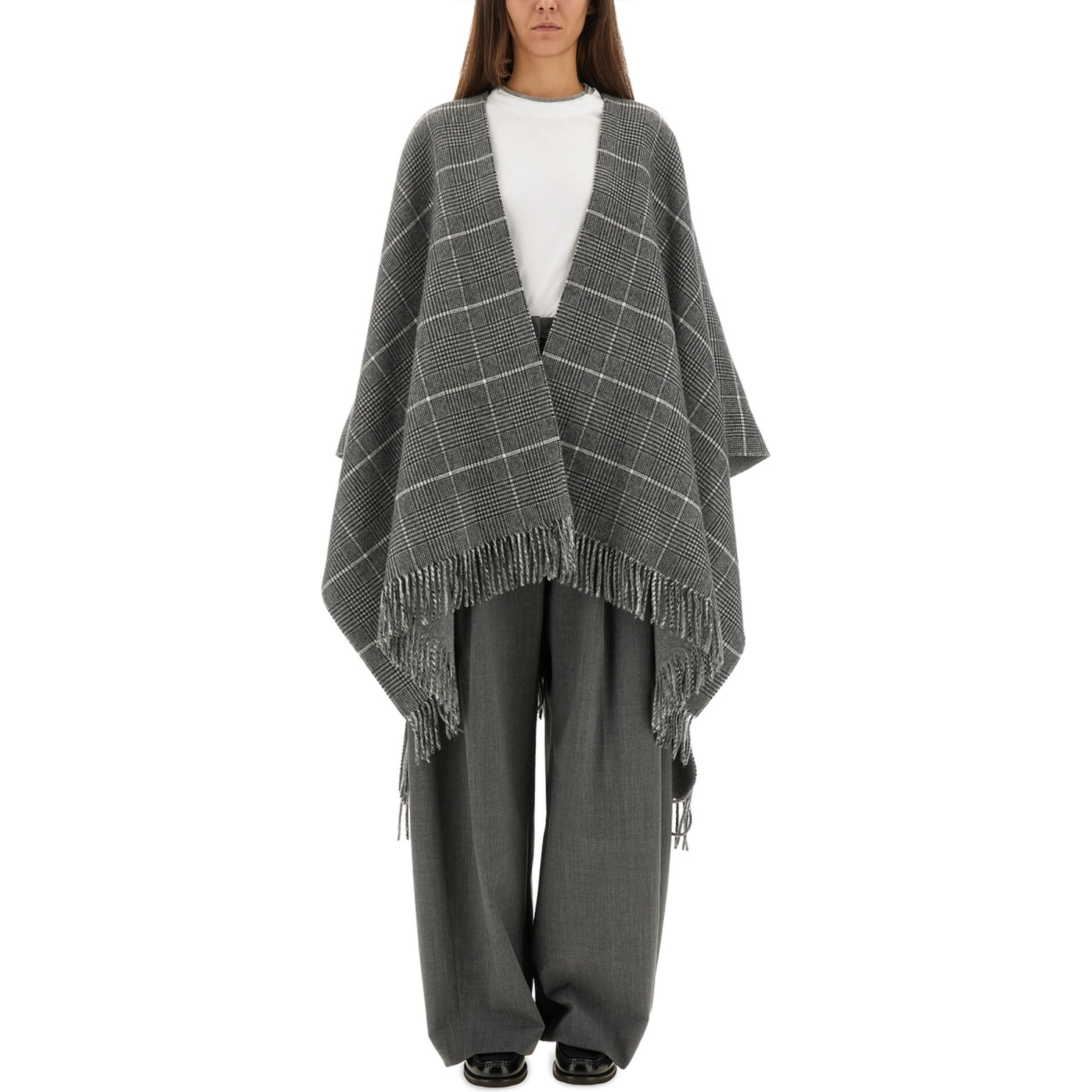 WOOL PONCHO WITH BANGS