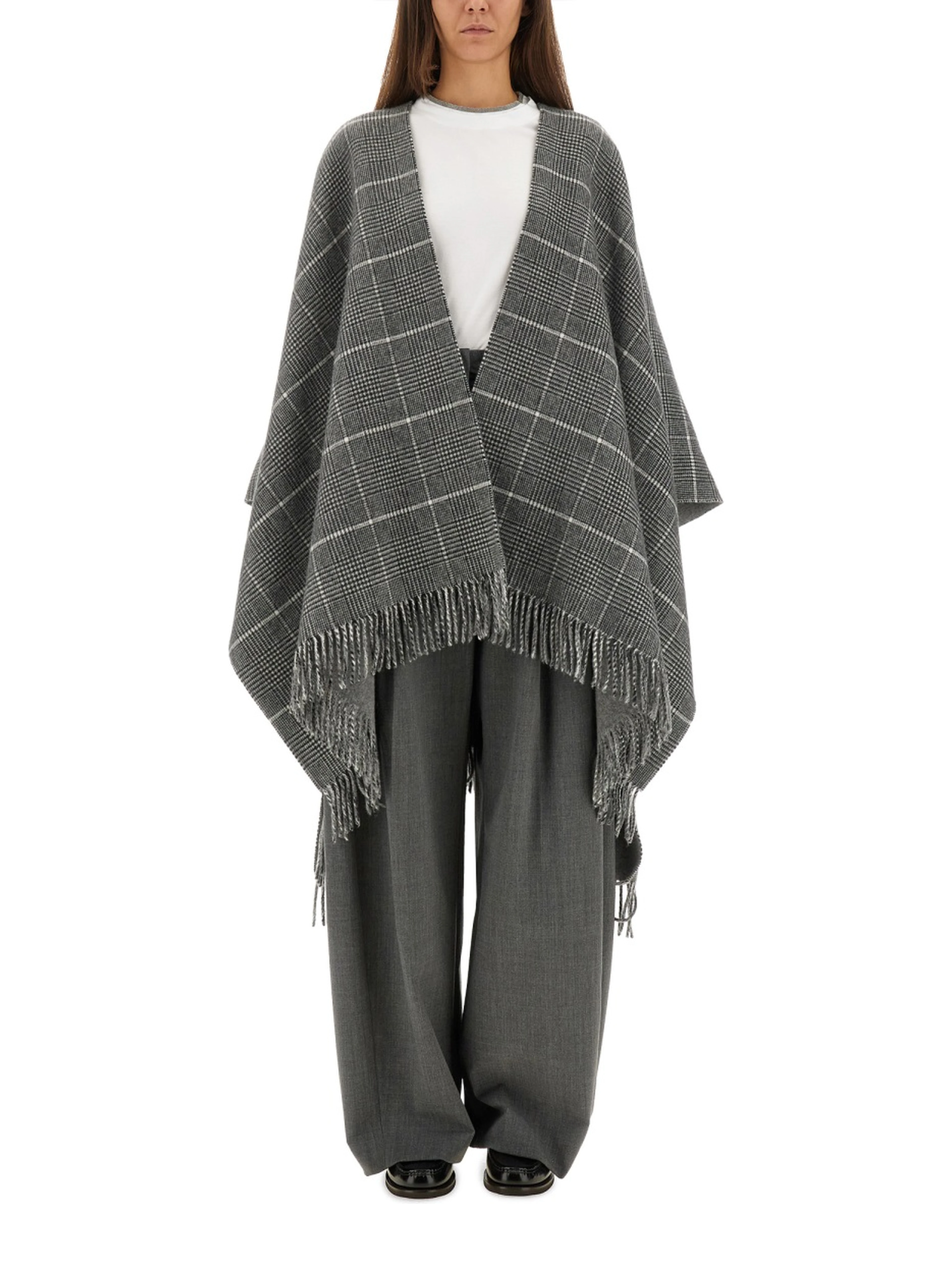 WOOL PONCHO WITH BANGS