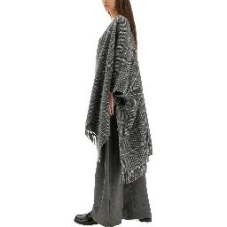 WOOL PONCHO WITH BANGS